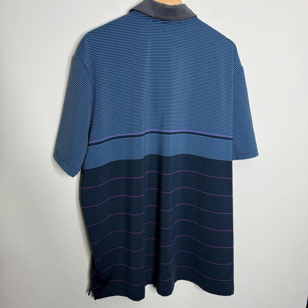 Adidas Ultimate 365 Men's 2XL Heathered Stripe Polo‎ Shirt Gold Activewear Blue